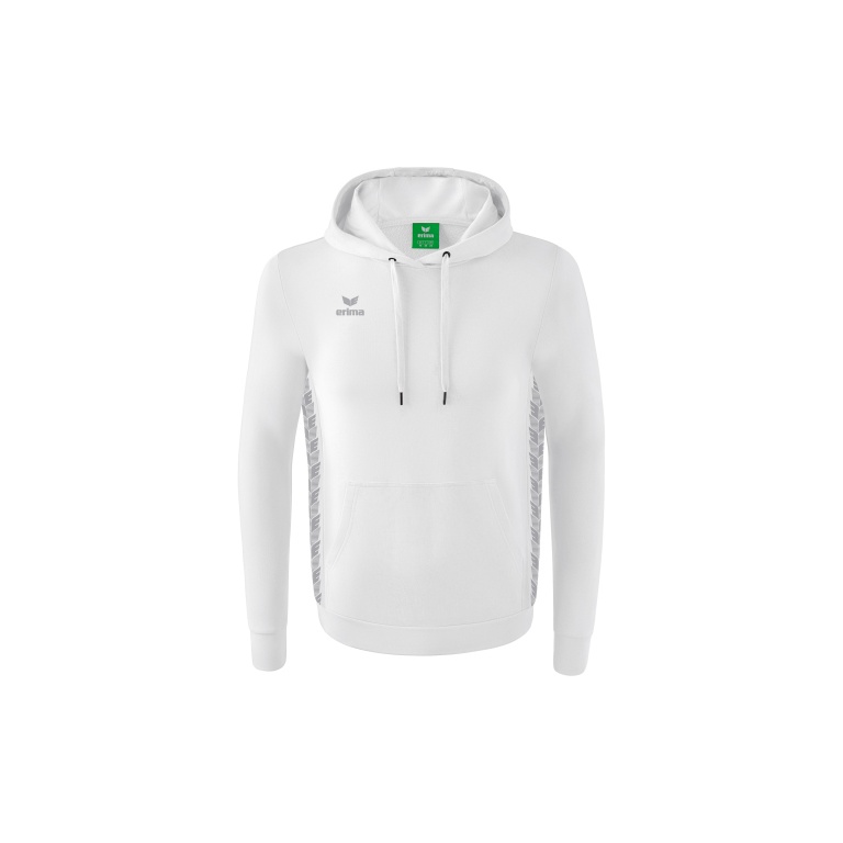 Erima Kapuzenpullover Essential Team Kapuzensweat (weiche Baumwolle, Rippbündchen) weiss/grau Herren